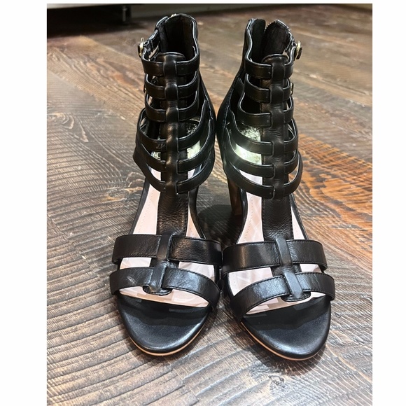 Vince Camuto Eastyn Black Leather Strappy Sandals - Picture 4 of 5